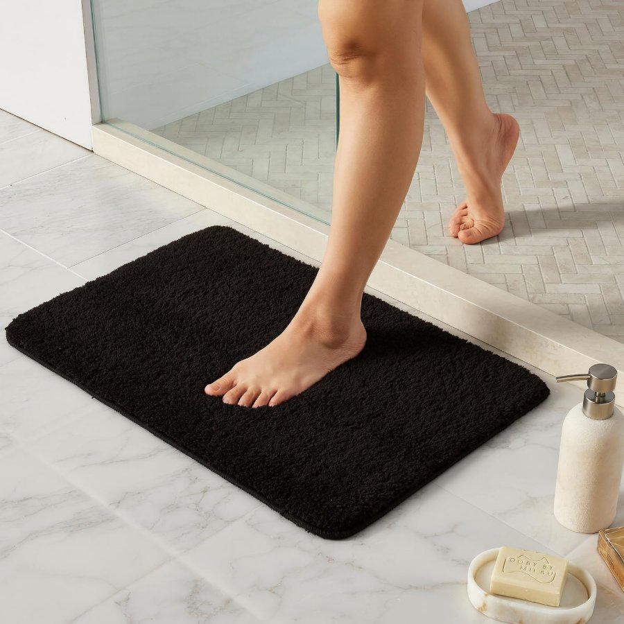 TYUU Black Bathroom Rug
