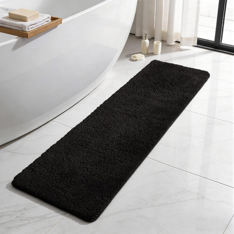 TYUU Black Bathroom Runner Rugs