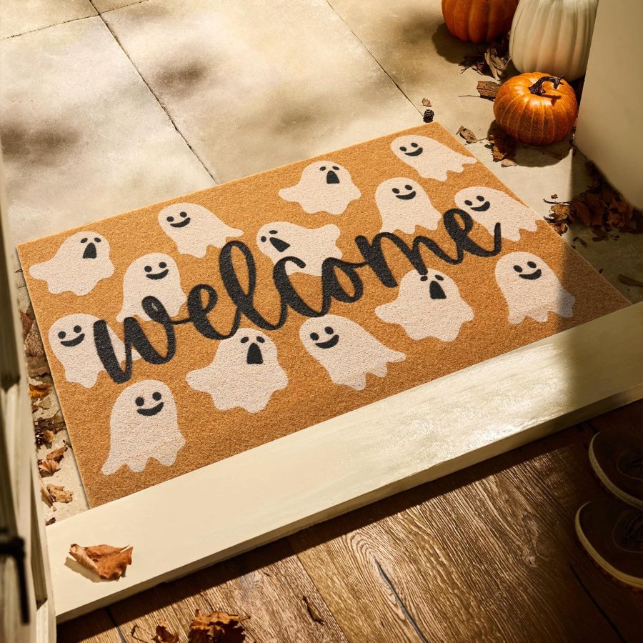 TYUU Halloween Door Mat Spooky Ghost Welcome Mat