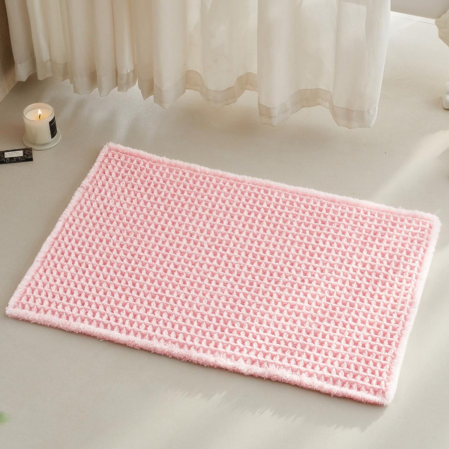 TYUU Light Peachy Pink Bathroom Rugs