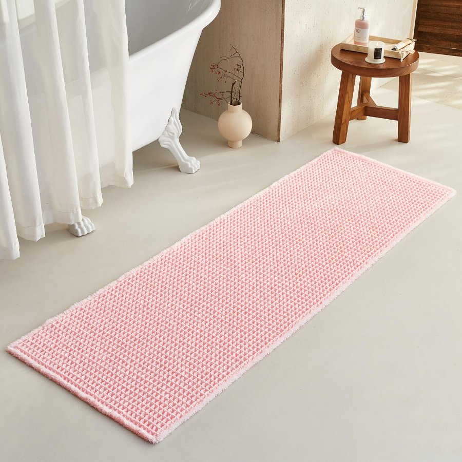 TYUU Light Peachy Pink Long Bathroom Rugs