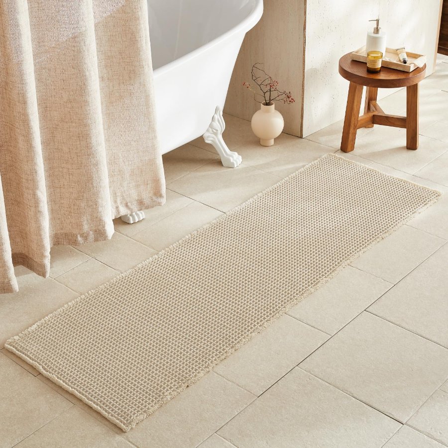 TYUU Pale Beige Long Bathroom Rug