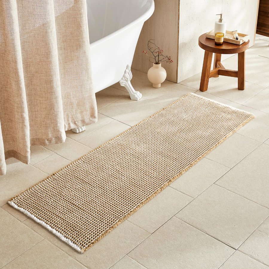 TYUU Waffle Runner Rug Bathroom
