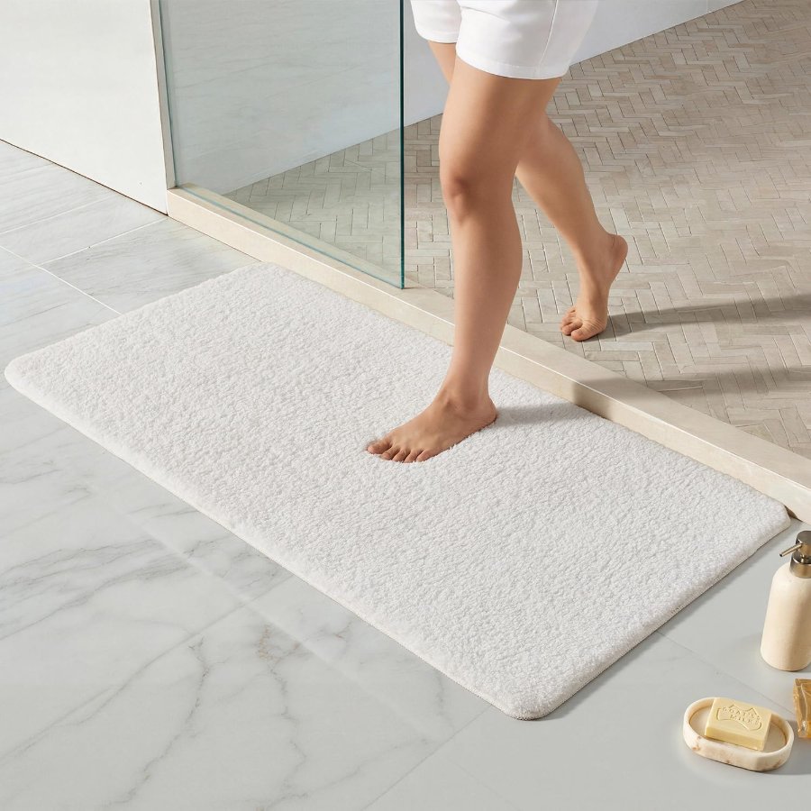TYUU White Bathroom Rugs